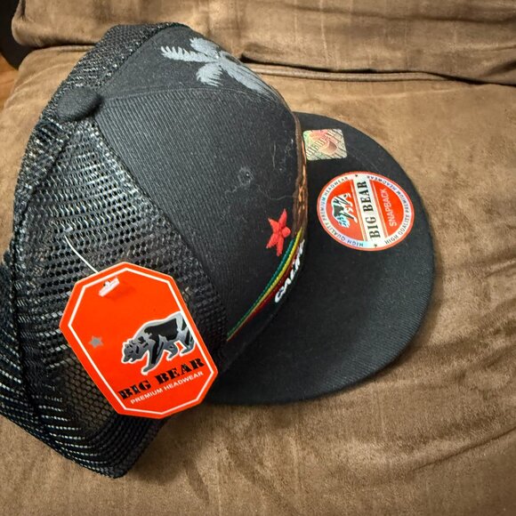 New California flag curved bill Cali adult one-size trucker hat cap. - Picture 3 of 8